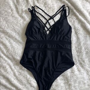 Cupshe Black Crisscross One Piece Swimsuit